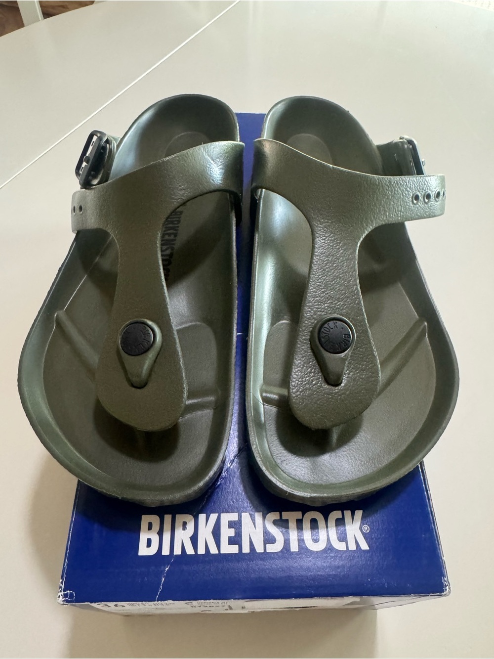 Birkenstock Kids Olive Green Gizeh EVA Thong Sandals